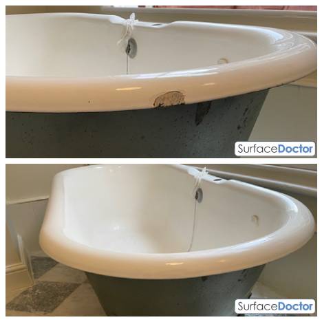 Bath repair Edinburgh completed - beautifully restored Georgian bath with invisible repairs and fresh enamel finish in Edinburgh New Town property